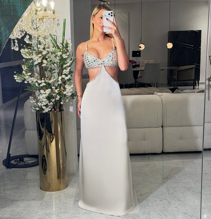 Disco Dance Maxi Dress Beige