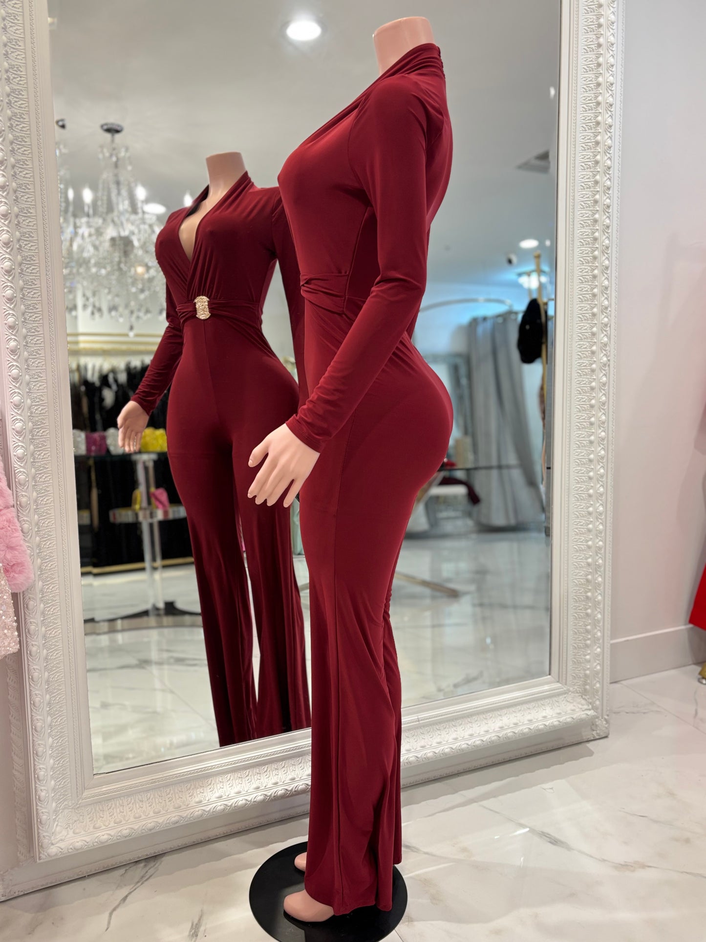 On the Top Jumpsuit Rojo Vino