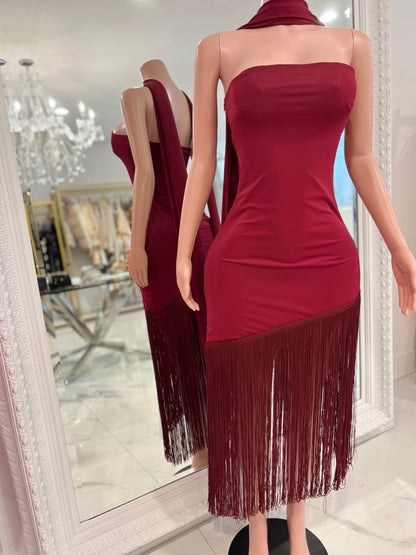 Time To Be Alive Midi Dress Rojo Vino
