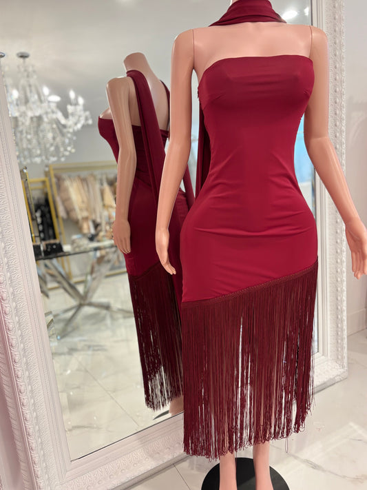 Time To Be Alive Midi Dress Rojo Vino