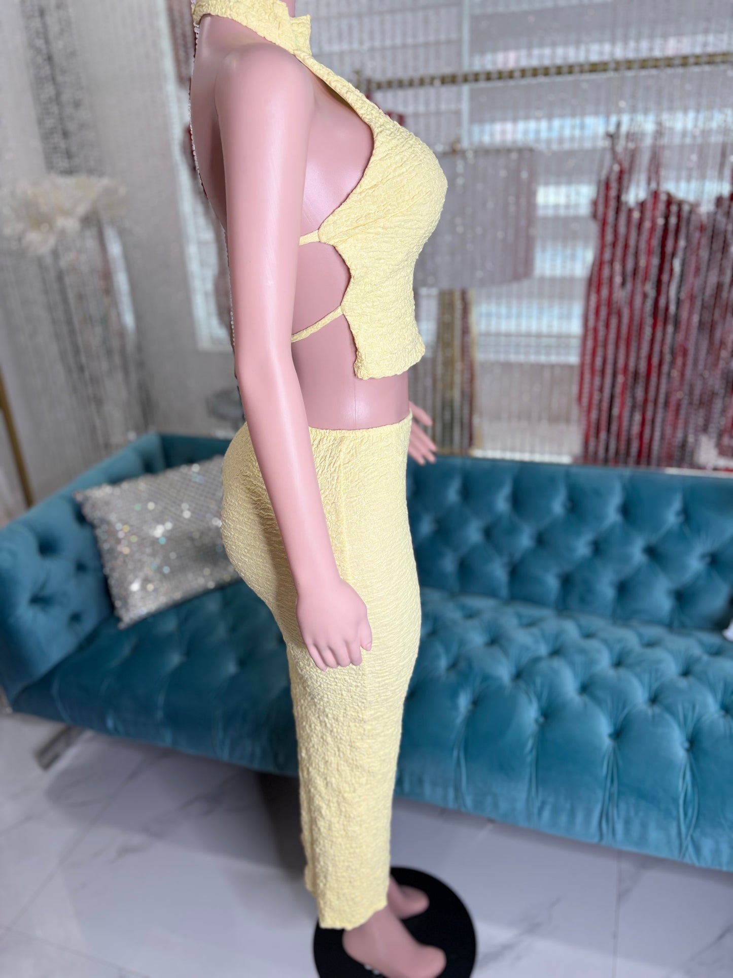 Crinkle Coast Skirt Set Yellow