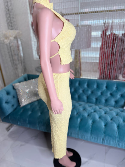 Crinkle Coast Skirt Set Yellow
