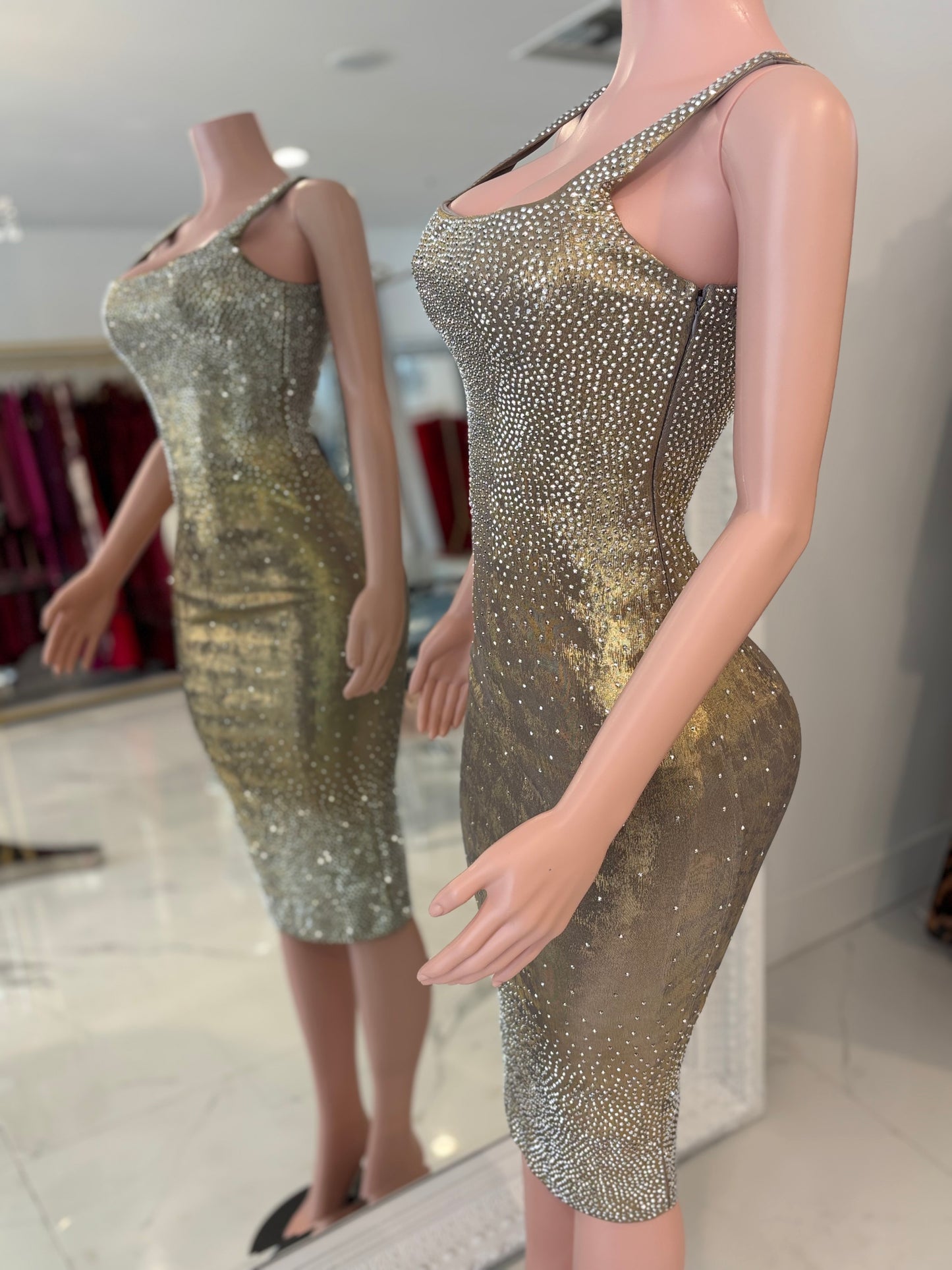 In The Golden Hour Midi Dress Gold