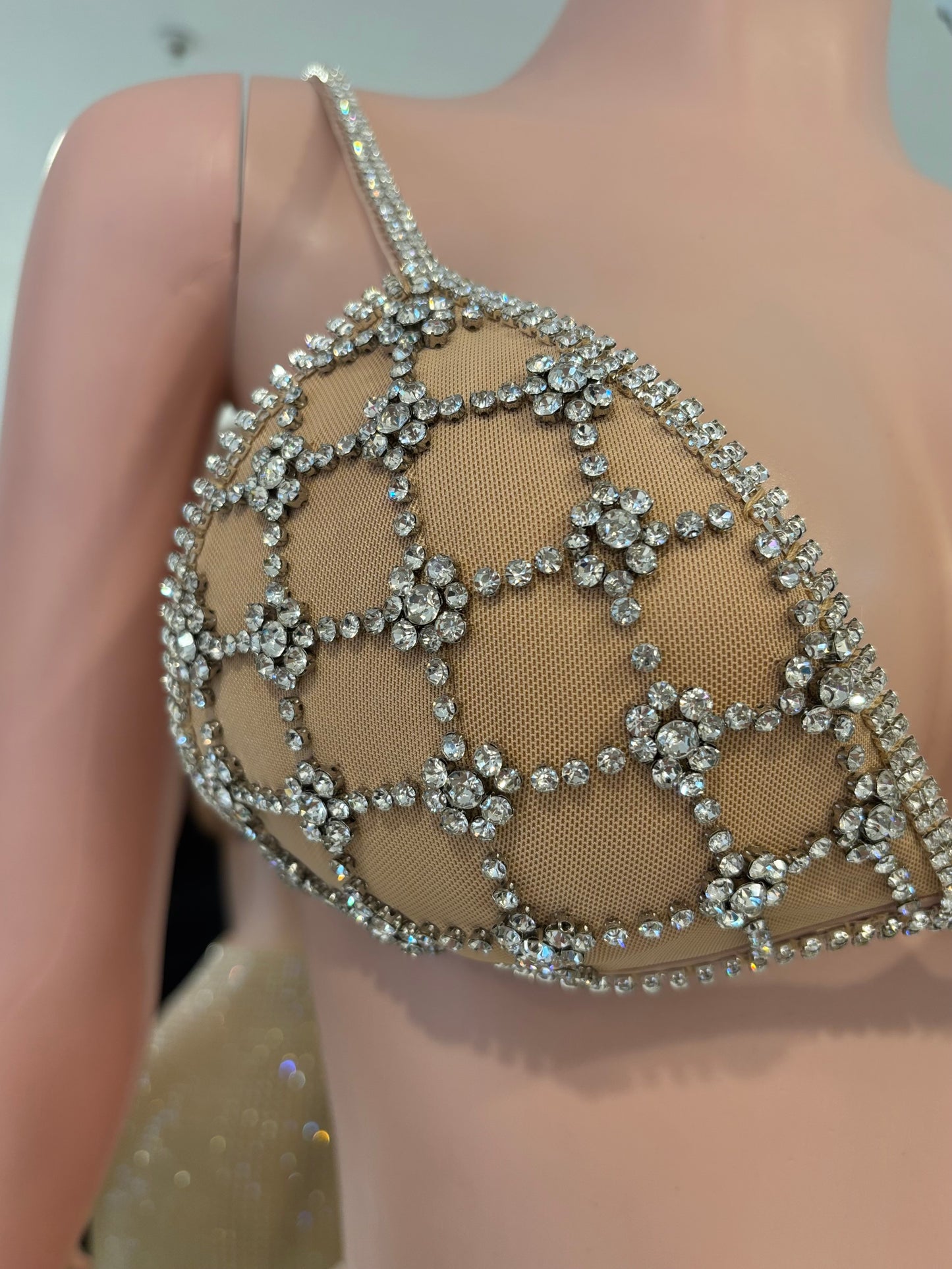 Lalo Rhinestone Skirt Set Nude