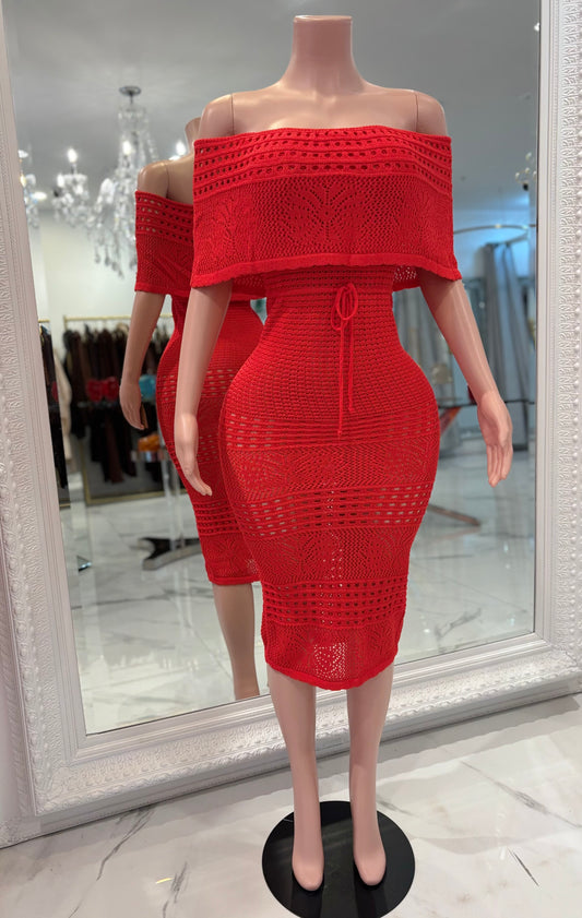 Letting It All Go Midi Dress Red