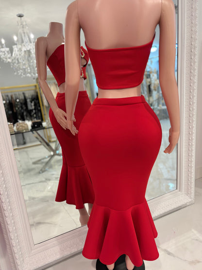 Be a Little Daring Skirt Set Red