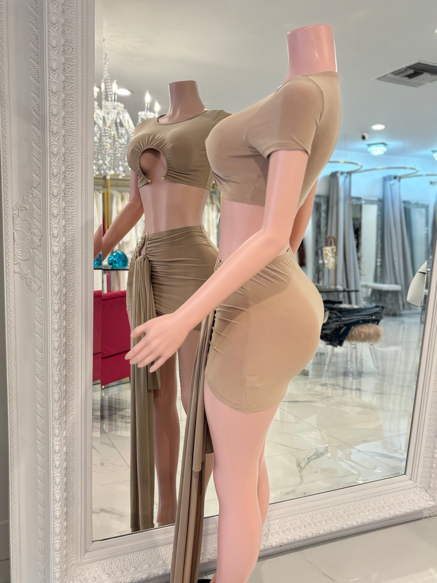 God I’m Hella Hot Skirt Set Nude