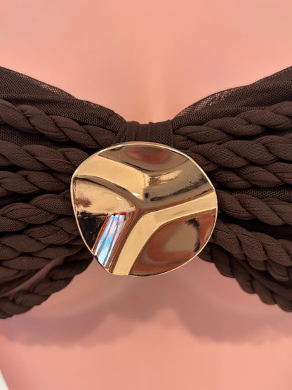 I'm a Little Tied Up Skirt Set Brown