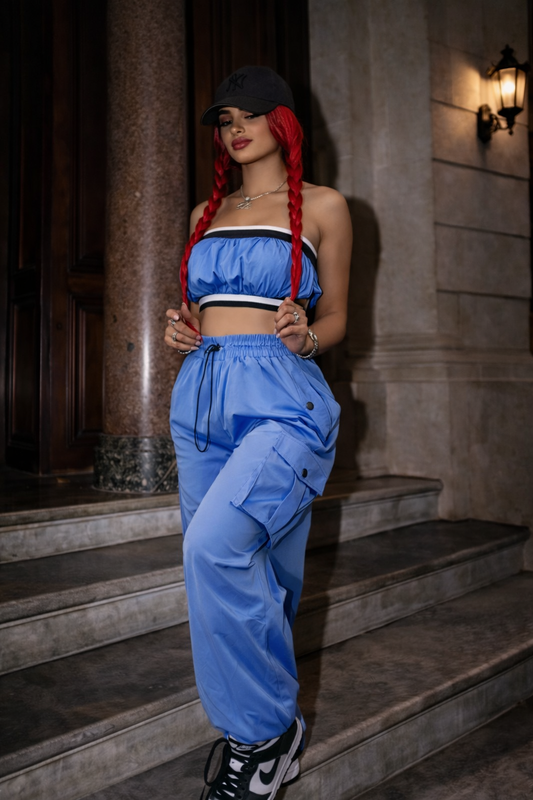 I Chose Me Pants Set Blue