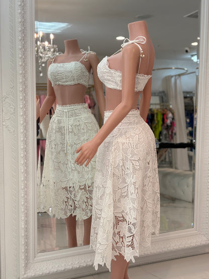 Lacy Floral Skirt Set