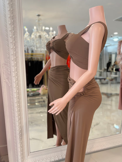 Carefree Aura Linen Skirt Set Nude