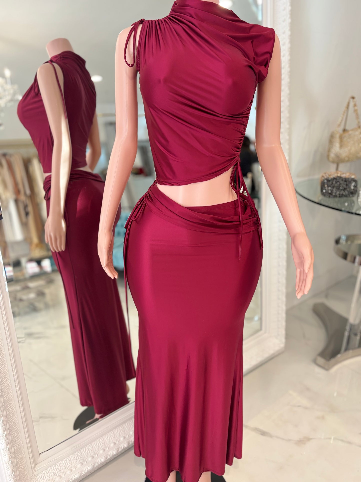 Come and Love Me Skirt Set Rojo Vino