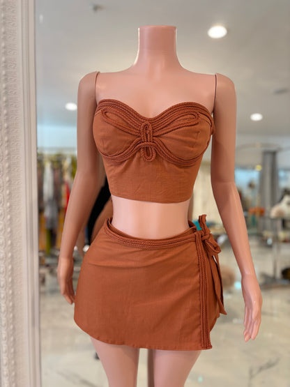 Go and Get It Short Set Brown