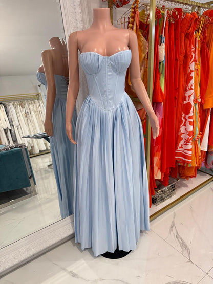 Elegance Satin Maxi Dress Blue