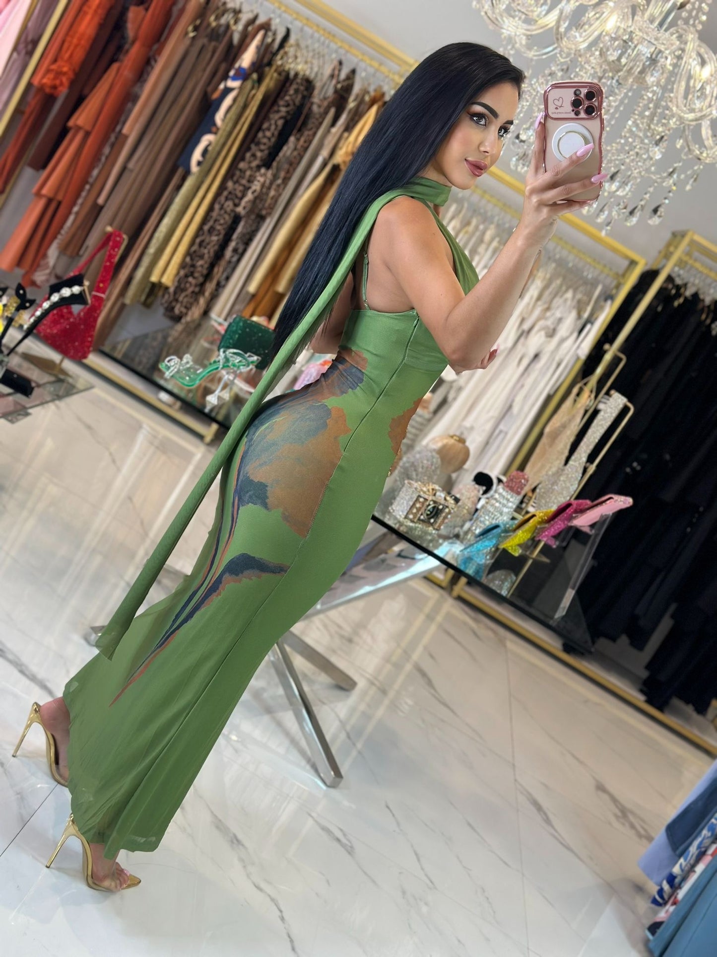 Miss Me Mesh Maxi Dress Green