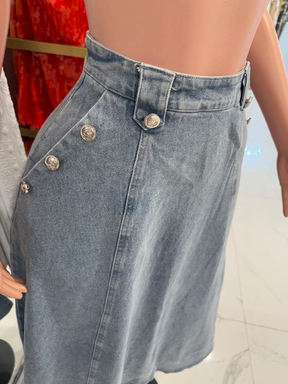 She's On Trend Denim  Skirt