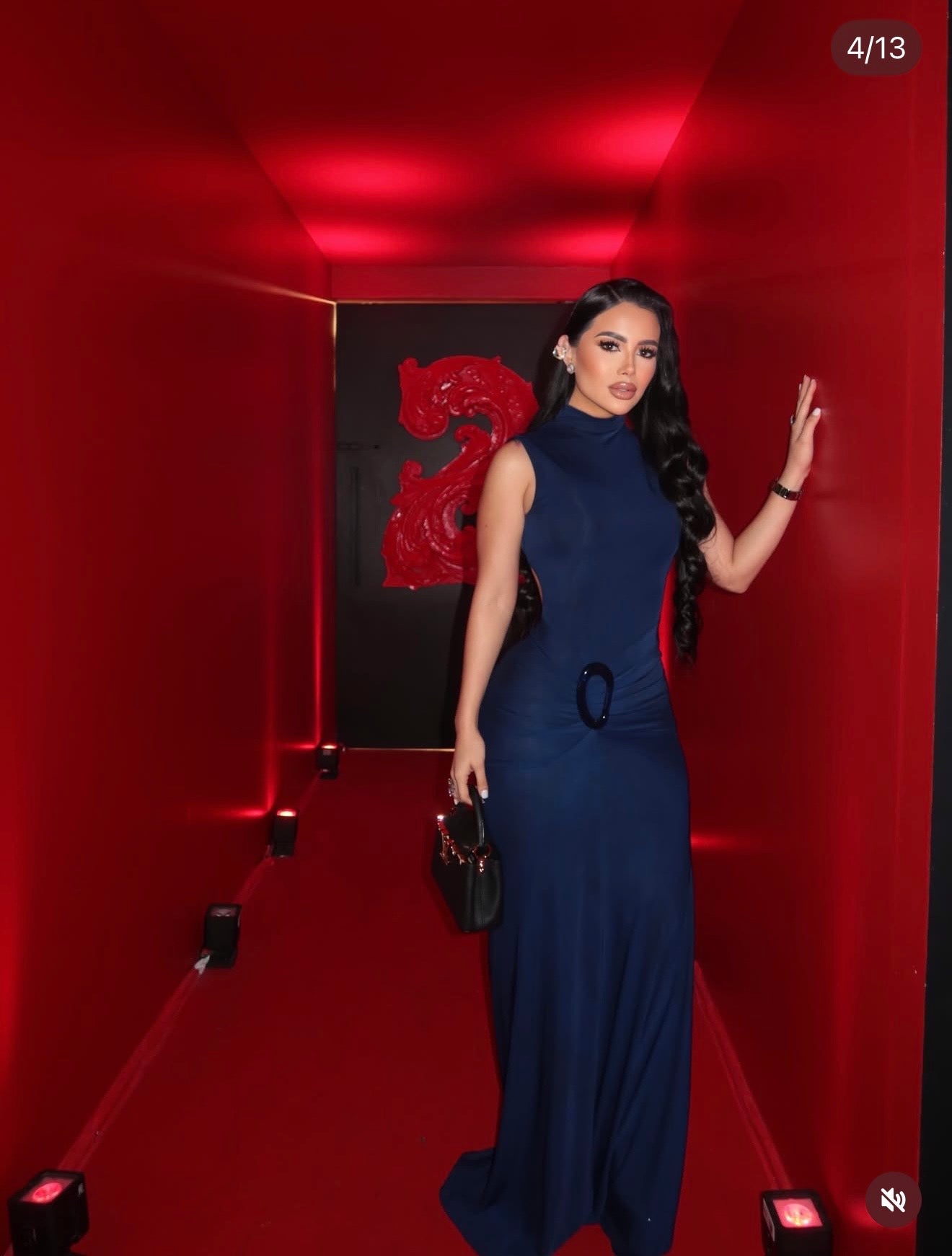 Midnight Trace Ruched Maxi Dress Navy Blue