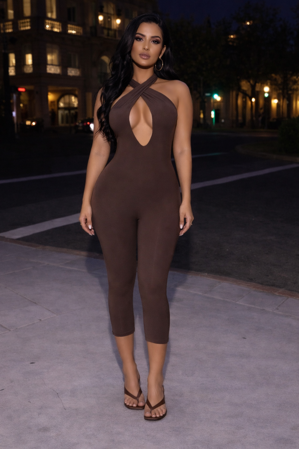 Chely RUCHED Romper Brown