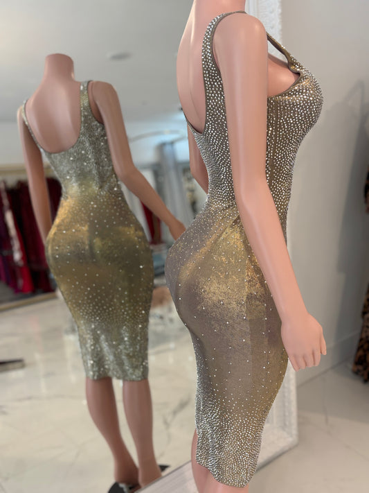 In The Golden Hour Midi Dress Gold