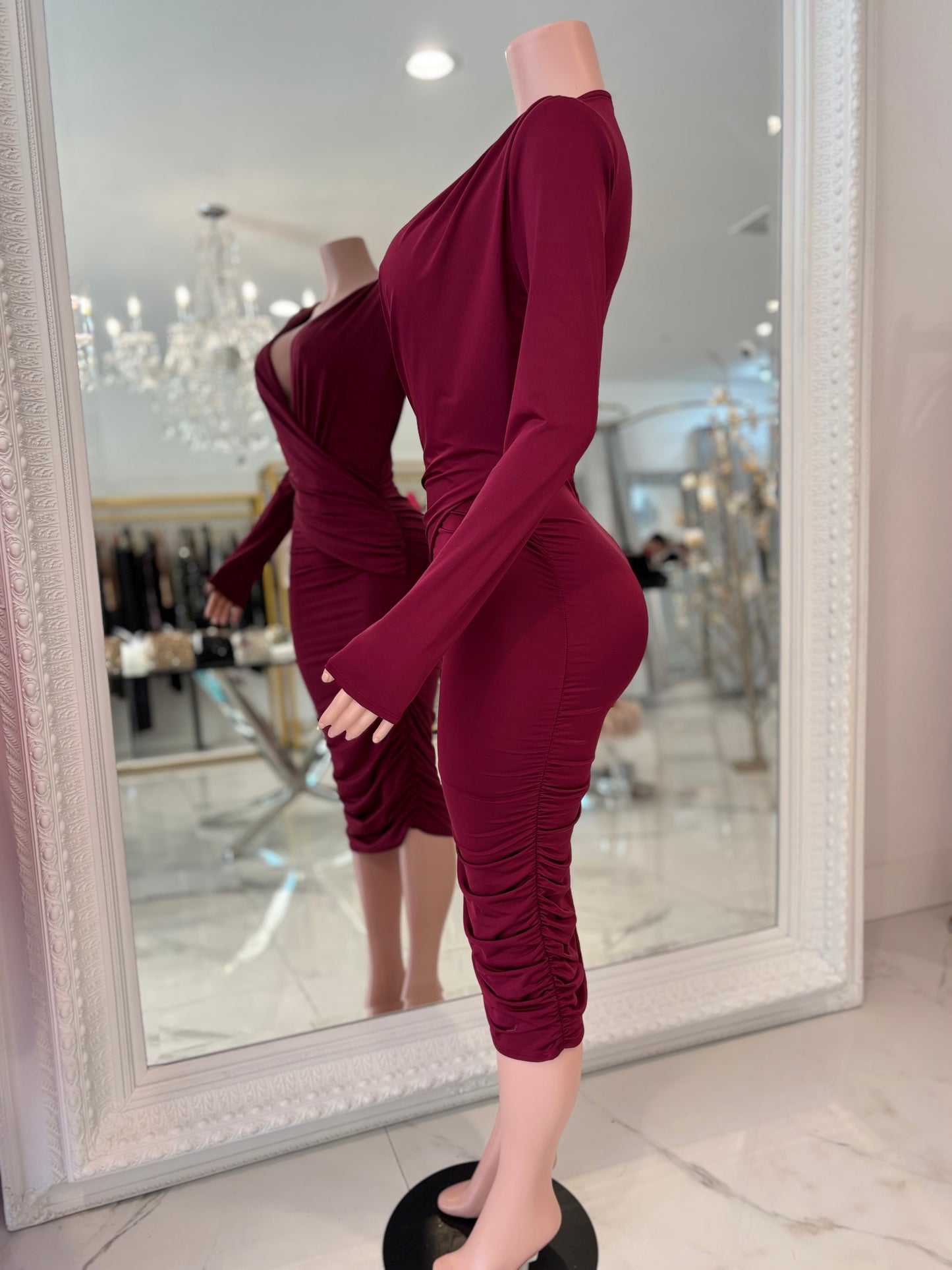 So Tell Me Baby Mid Dress Rojo Vino