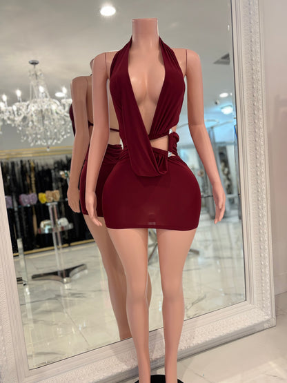 Eat Your Heart Baby Mini Dress Rojo Vino