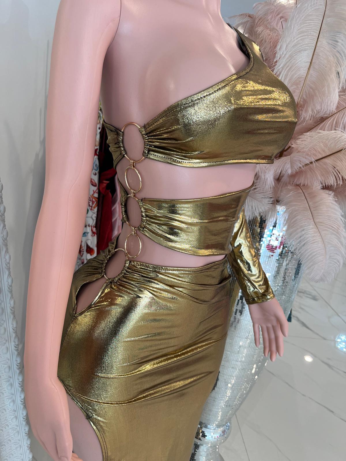 Metallic Maxi Dress Gold