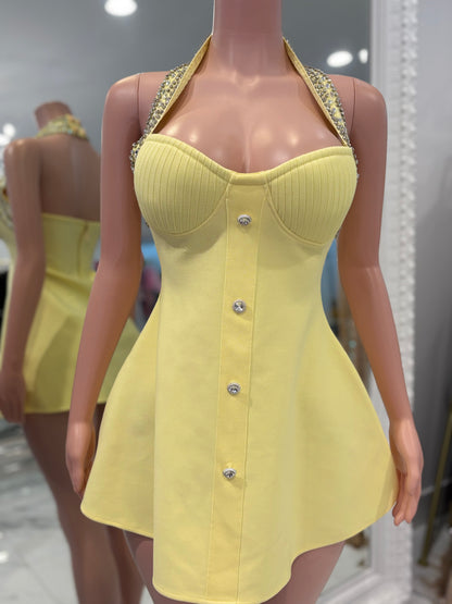 Sugar Sunrise & Velvet Midnight Duo Mini Dress yellow