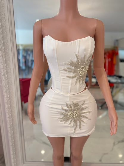 Pearl Skirt Set White