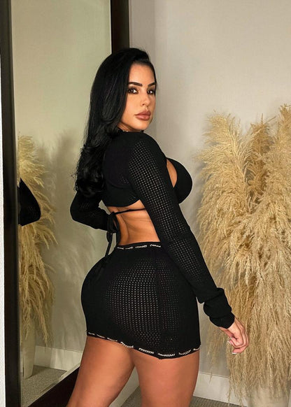 Feeling Like Fire Skirt Set Black