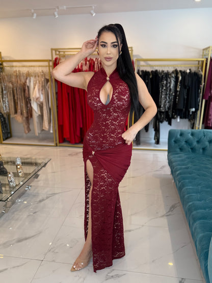 Do I Mesmerize You Maxi Dress Rojo Vino