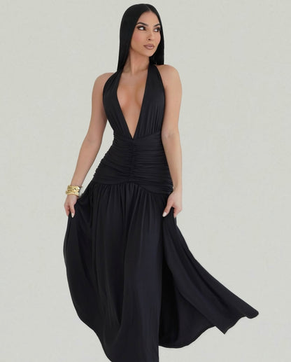 New Flow Ruched Maxi Dress Black