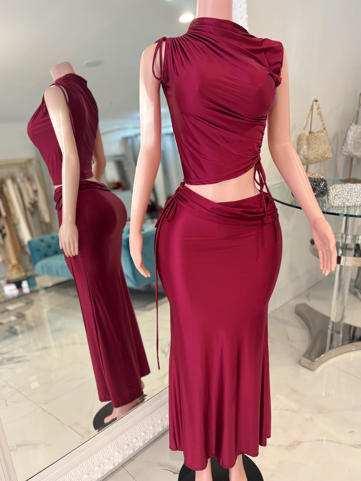 Come and Love Me Skirt Set Rojo Vino