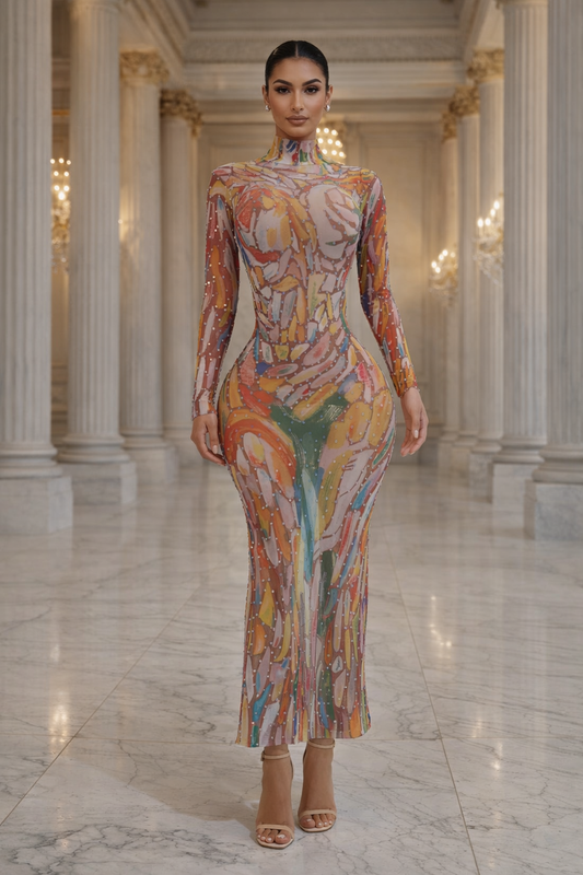 Party Maxi Dress Geometric