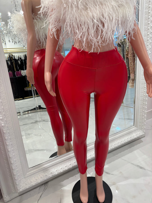 Time To Get Ready Leggings Red