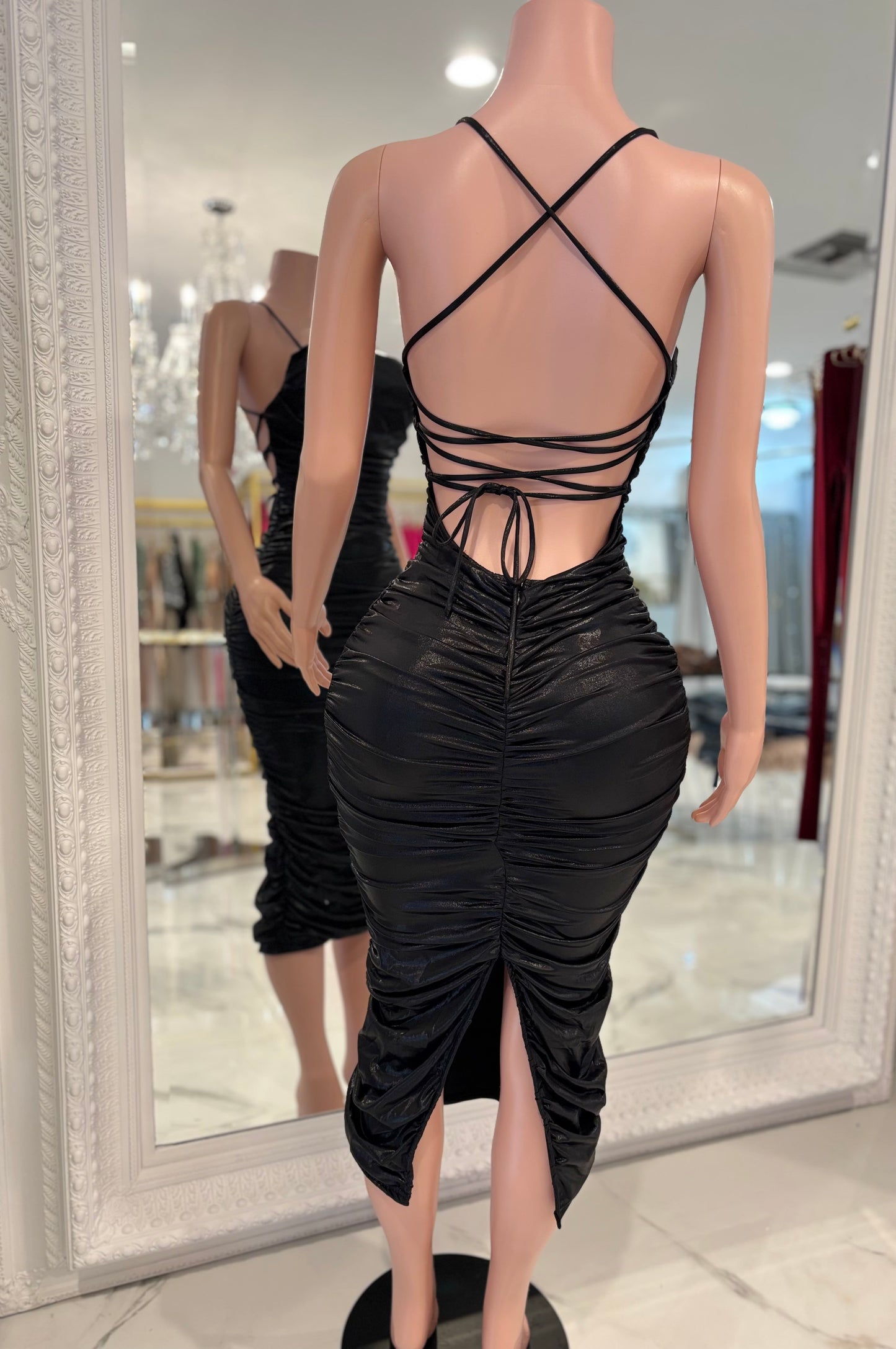 Let's Get Together Midi Dress Black