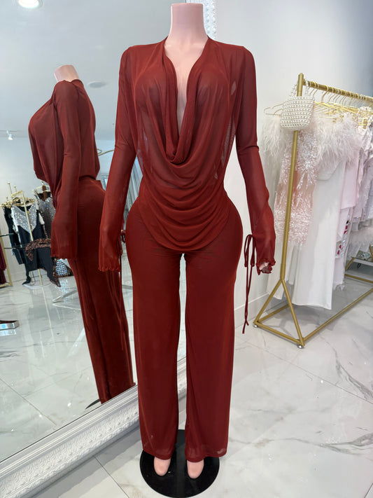 But You Need Me Pants Set Brown