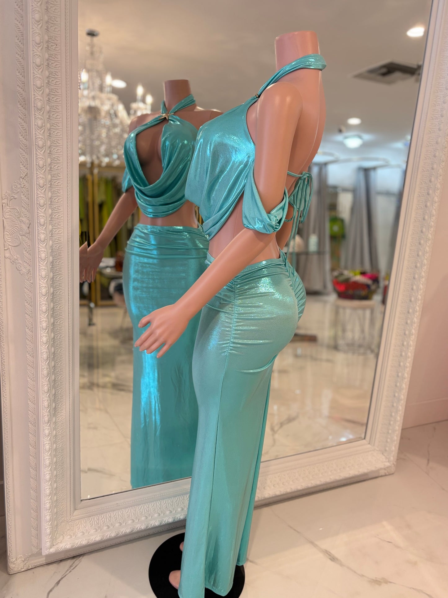 Brighter Than Any Peal Skirt Set Blue