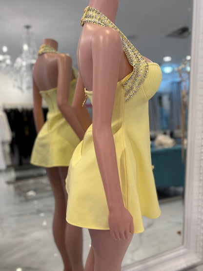 Sugar Sunrise & Velvet Midnight Duo Mini Dress yellow