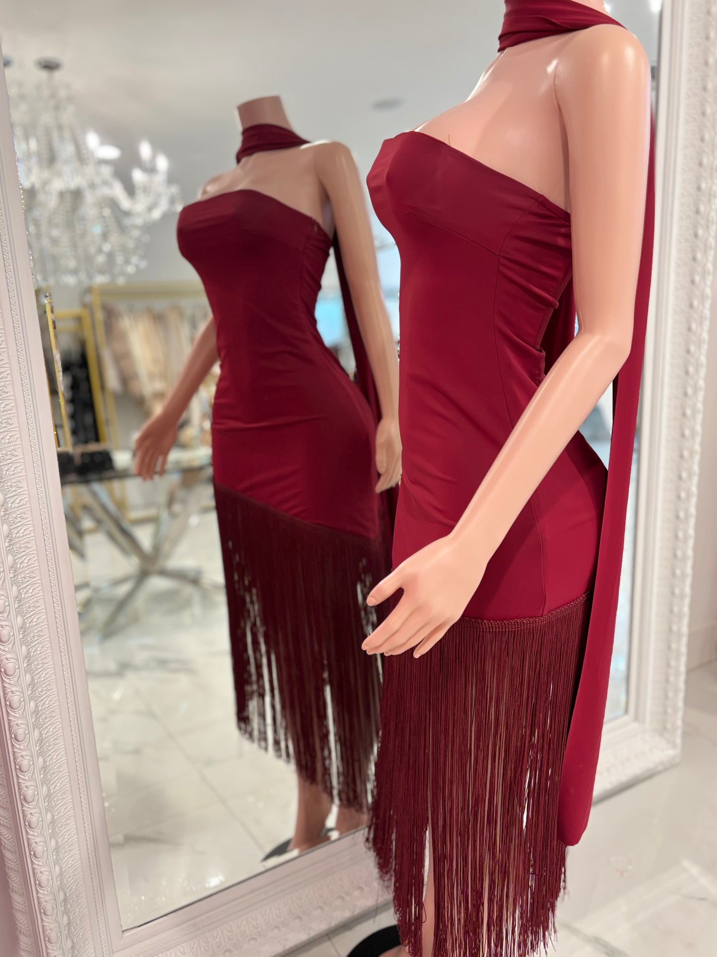 Time To Be Alive Midi Dress Rojo Vino