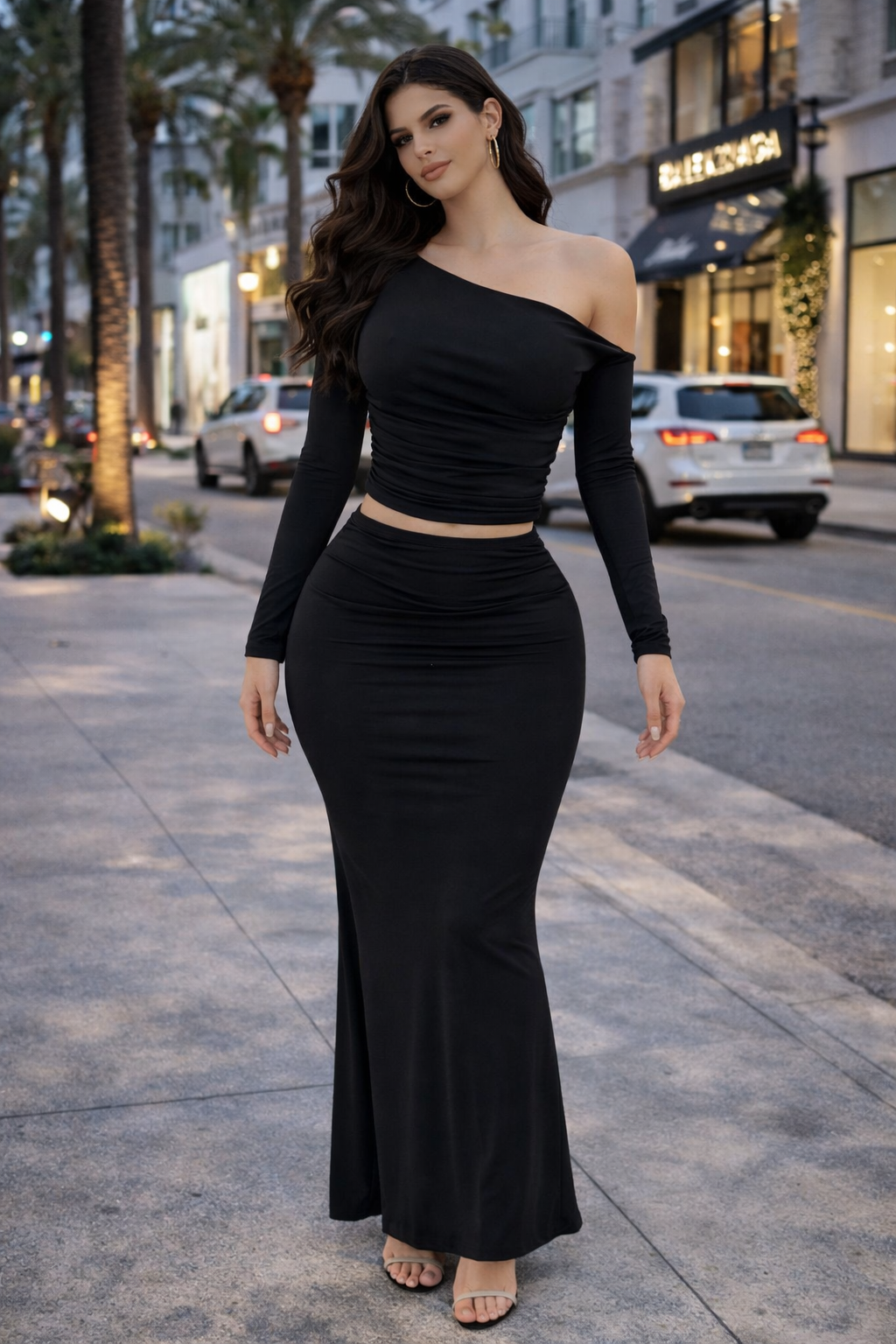 Crimson Aura Skirt Set Black