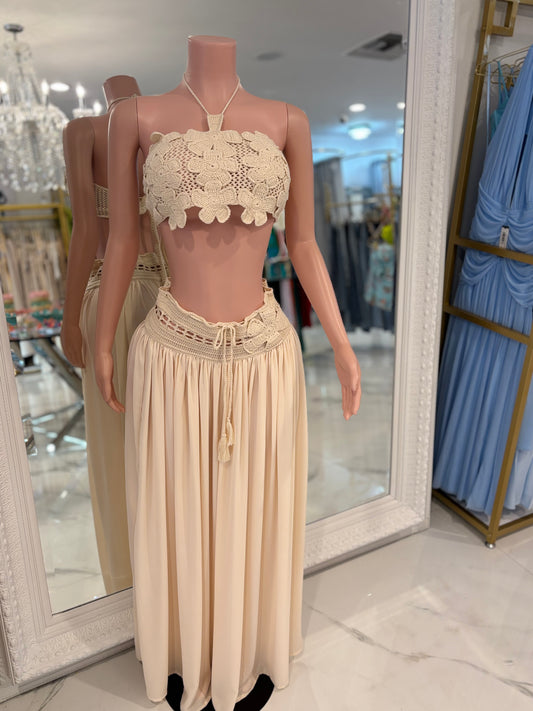 Bora-Bora Beige Torchon Skirt Set
