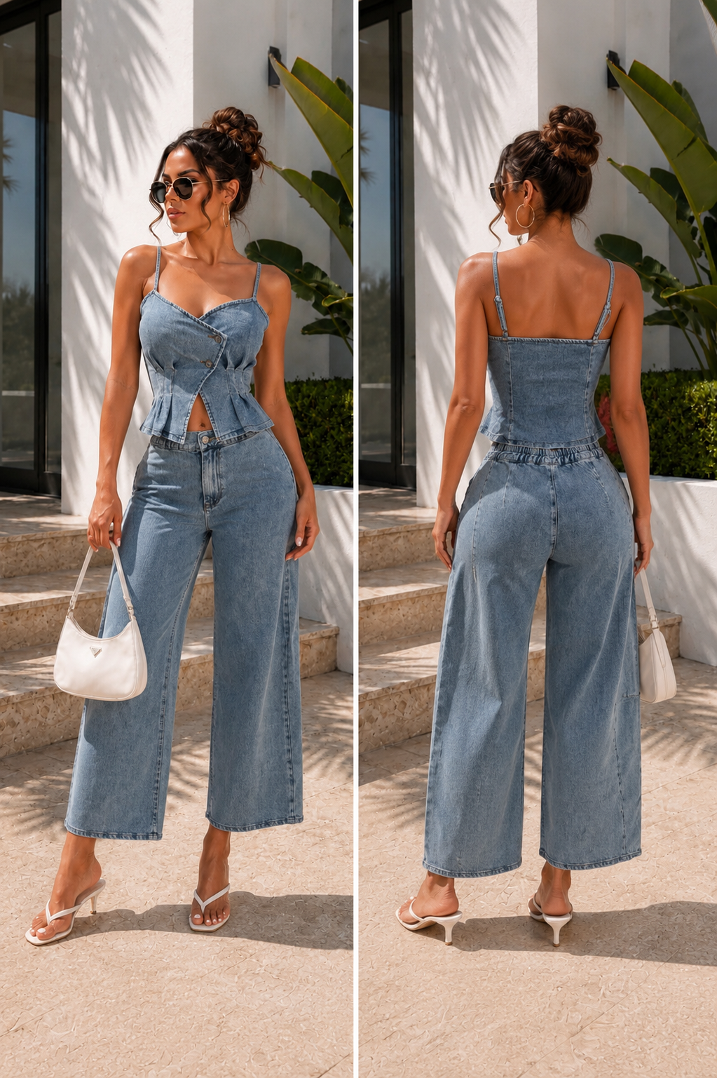 Casual Chic Pants Set Blue