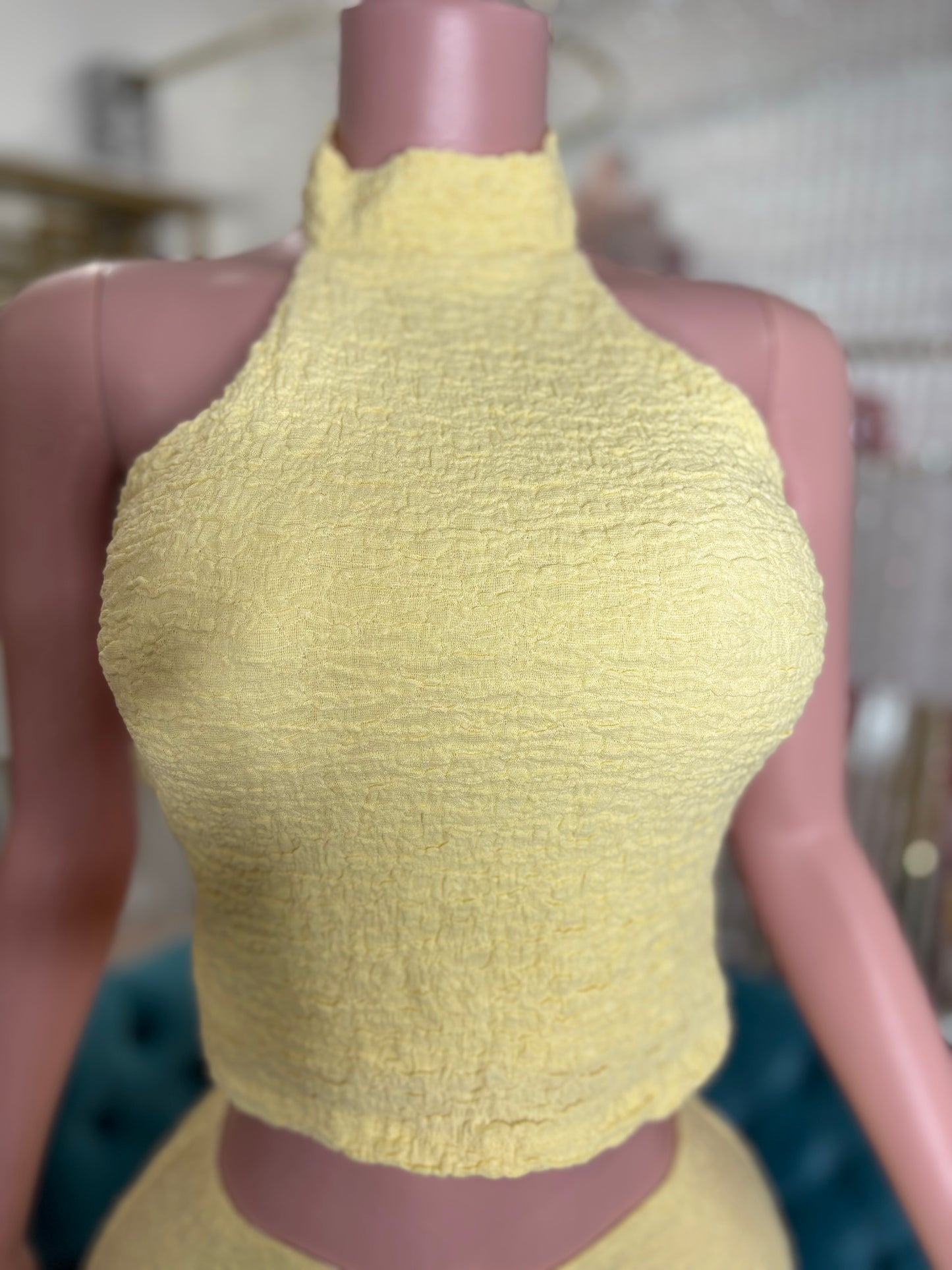 Crinkle Coast Skirt Set Yellow