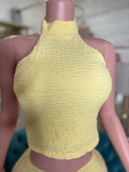 Crinkle Coast Skirt Set Yellow
