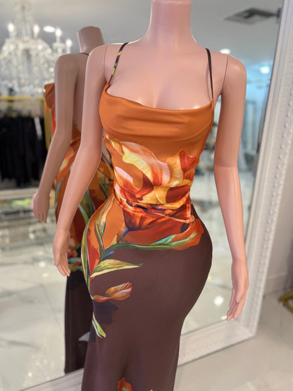 Poetica Love Floral Satin Maxi Dress