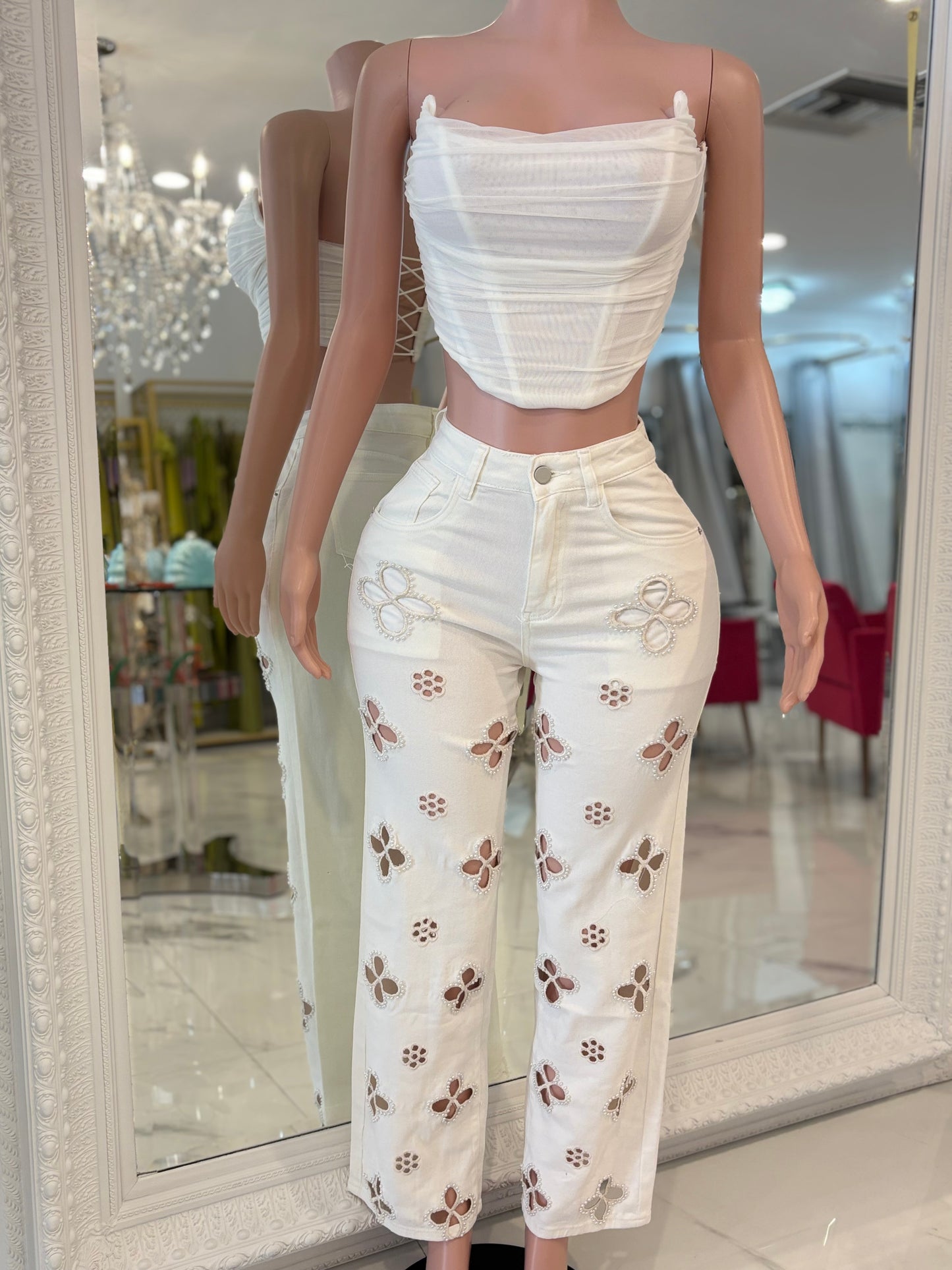 Floral Perlas Jeans