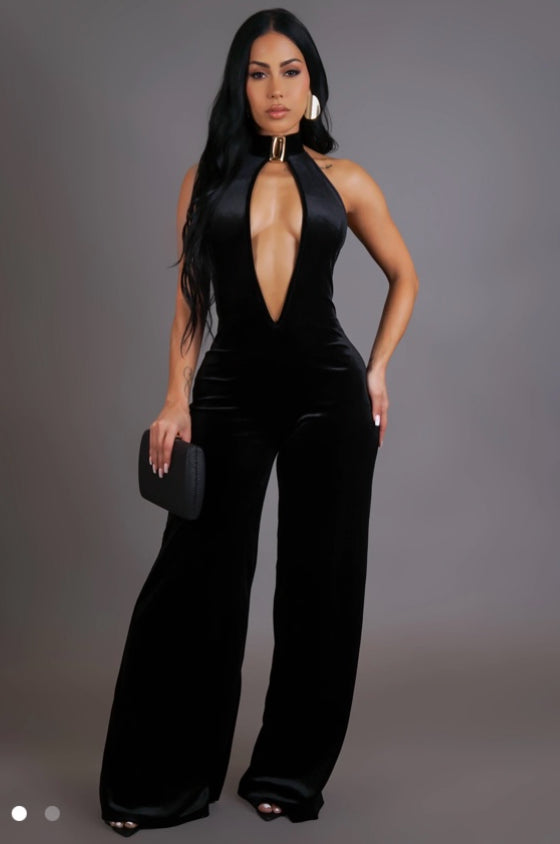 Velvet Jumpsuit Black