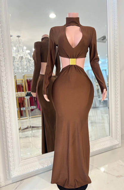 Beauty is Deadly Brown Maxi Dress Brown
