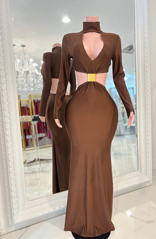 Beauty is Deadly Brown Maxi Dress Brown