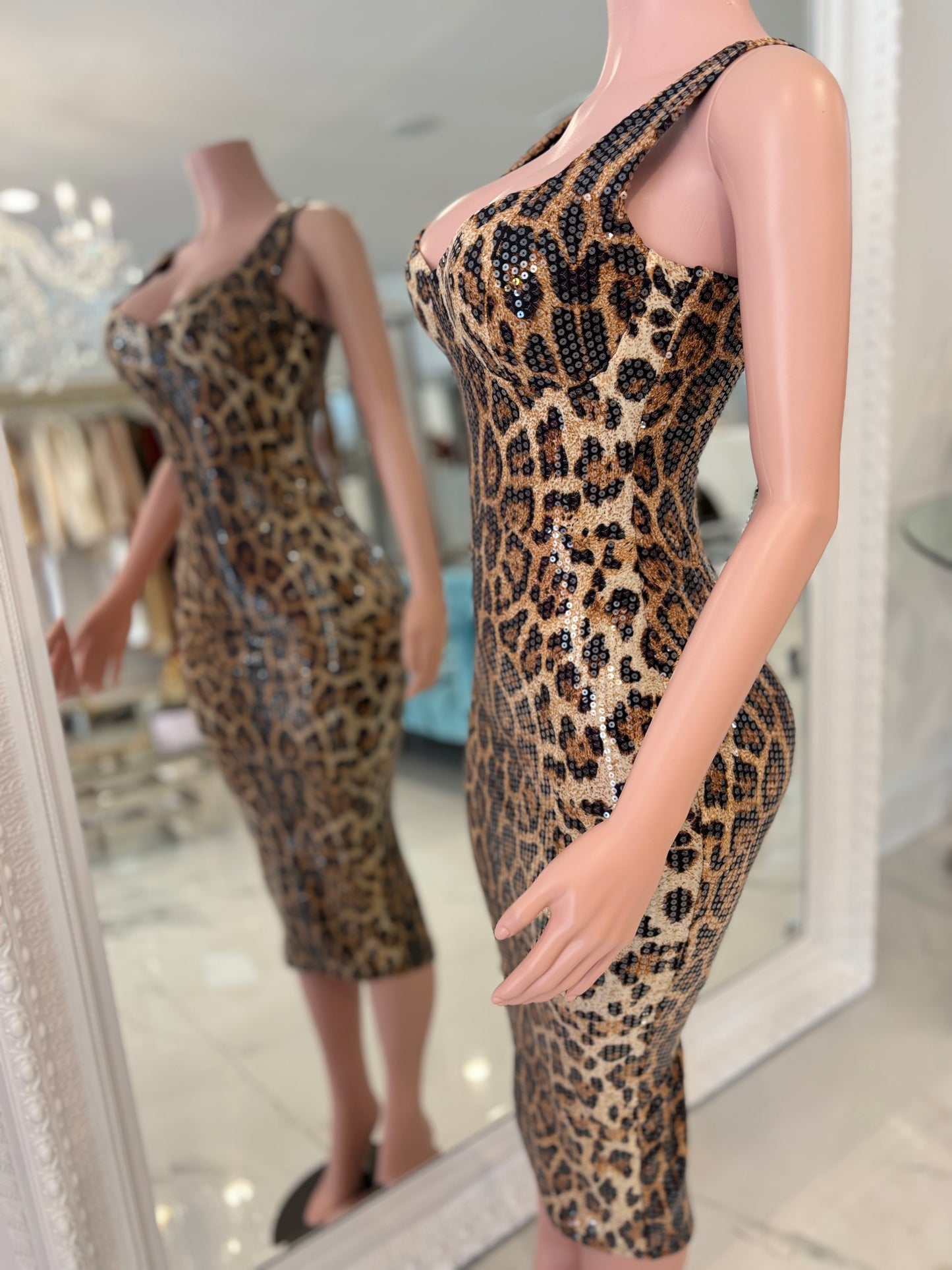 Don’t Fall for Temptation Midi Dress Animal Print